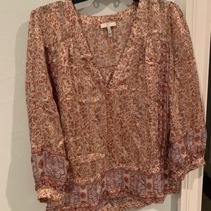 Joie Cream and Gold Silk Blouse